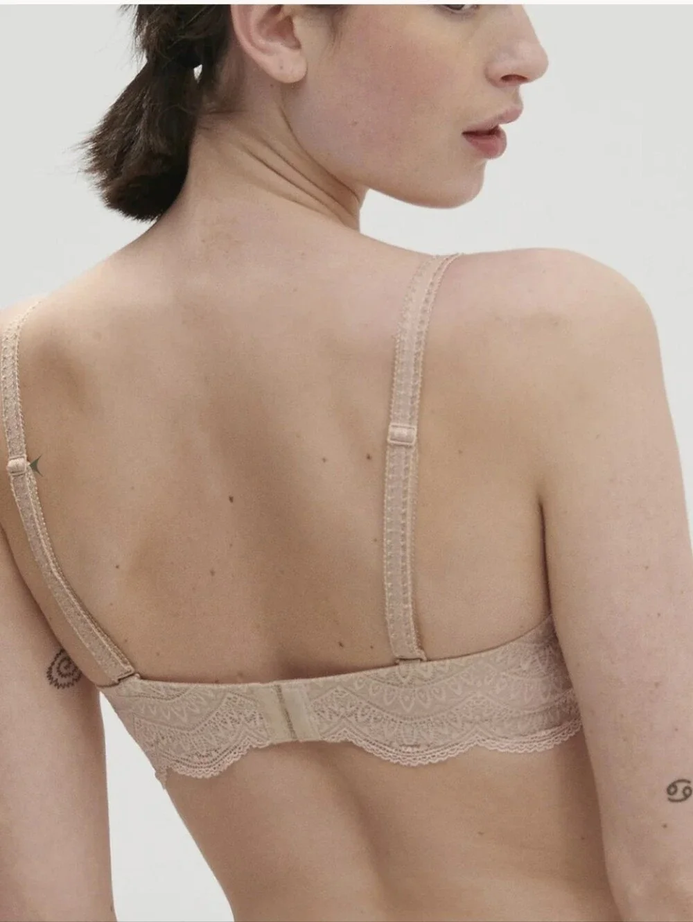 Simone Perele Karma Strapless Women's Nude Lace Balconette Bra 36F (36DDD)